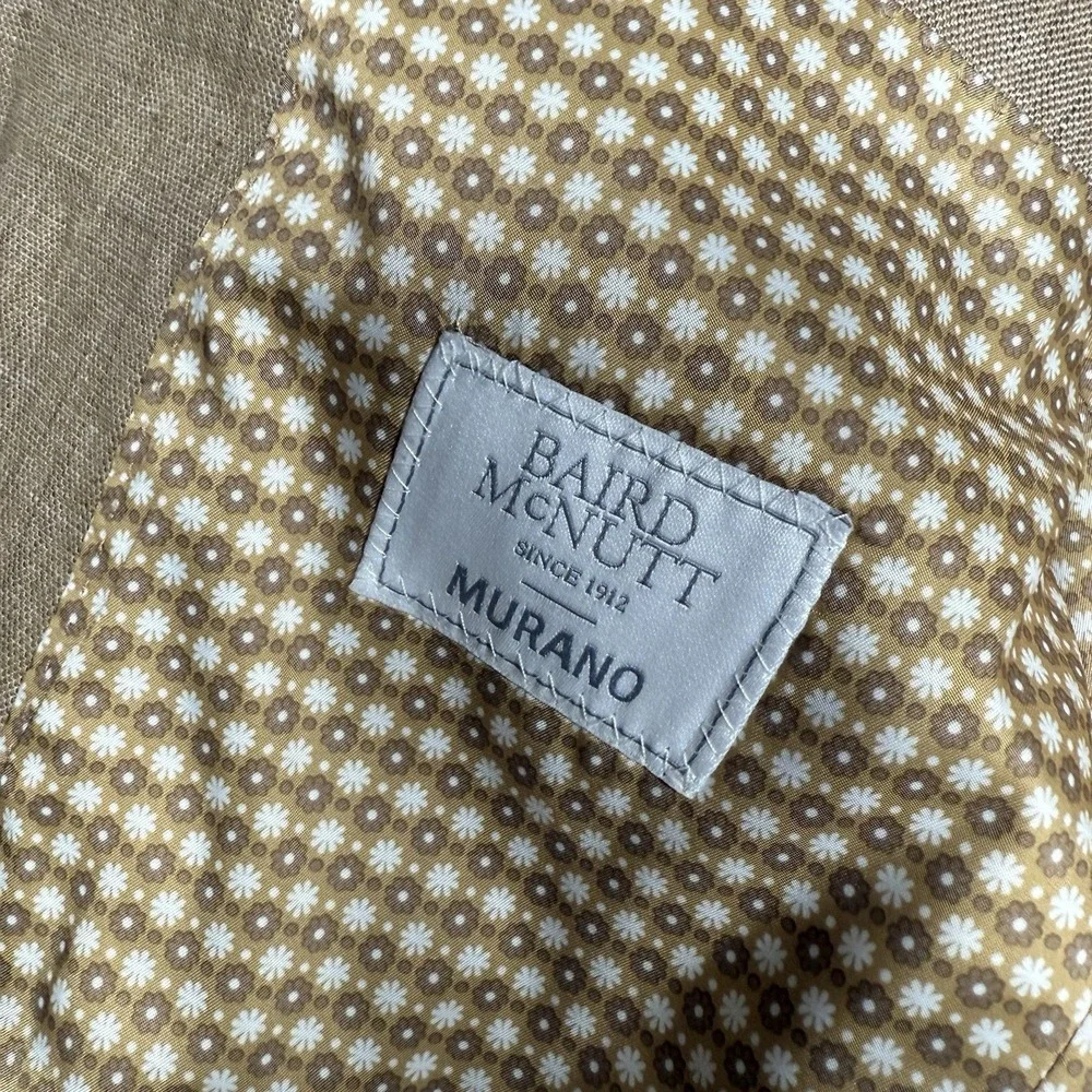 Murano Baird McNutt Blazer Men's Small Beige 100% Linen Jacket Sport Coat